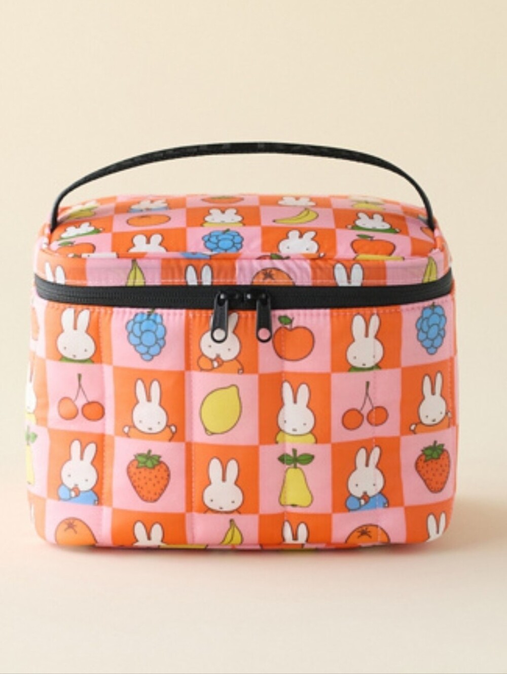 NWT Baggu Puffy Lunch Bag - Miffy Checkered Orange Pink Popcicle Banana Fruit